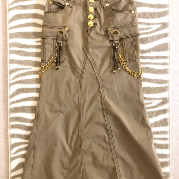 y2k 핀터룩 야상 금장 스커트 세트 오네갸루 갸루 니혼진 빈티지 00s