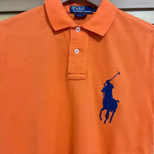 폴로랄프로렌 남성 오렌지 빅포니 PK카라반팔티셔츠 M