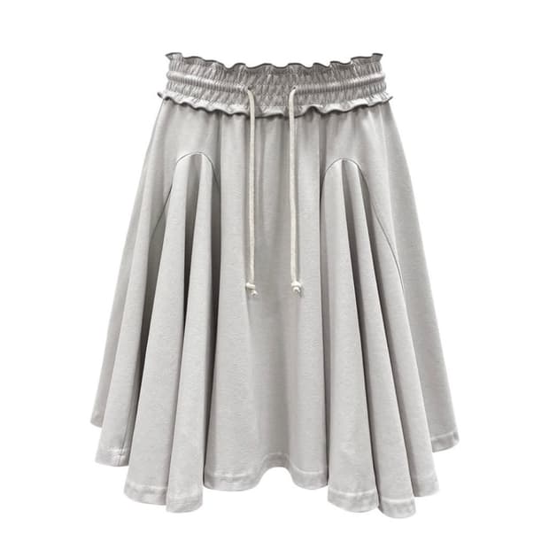 체메씨 SMOCKED FLARE SKIRT (LIGHT GRAY)