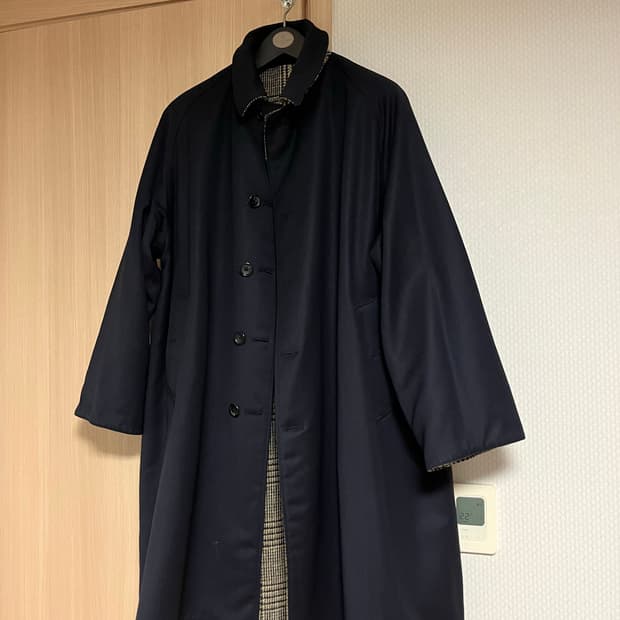 아나토미카 리버서블 코트 22FW 하운드투스/네이비 게버딘 50