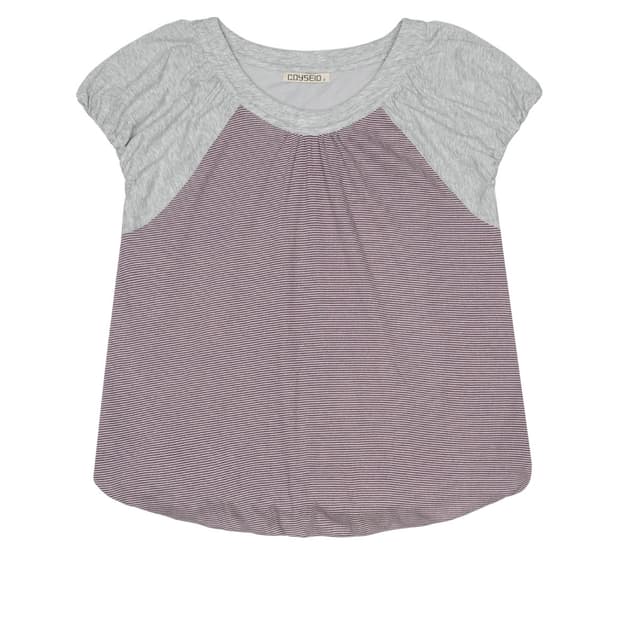 PUFF SHIRRING T-SHIRT MELANGE GREY
