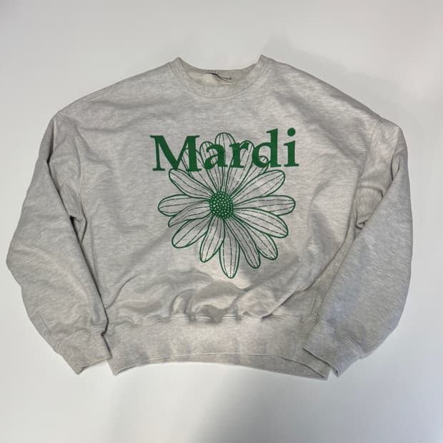 여성 마르디 메크르디 플라워 로고 오버핏 맨투맨