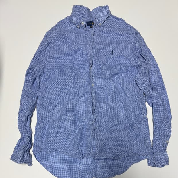 폴로 랄프로렌 블루 체크 린넨 셔츠 L