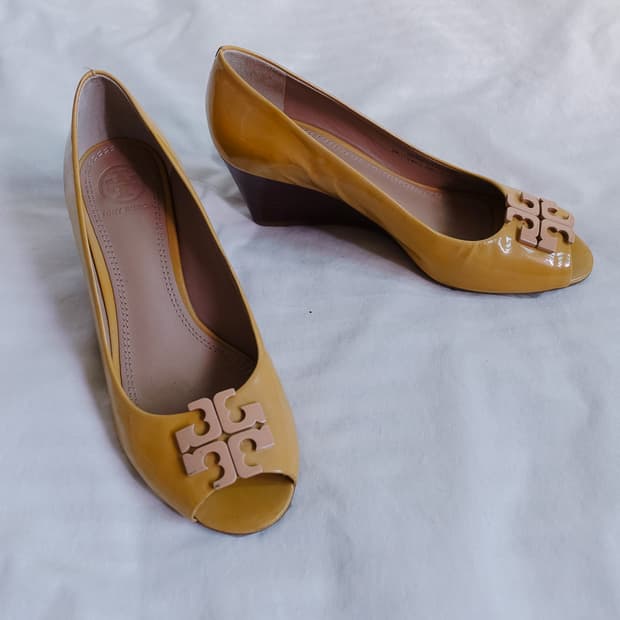 ToryBurch yellow wedge heel