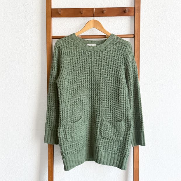세이지 워플 니트 롱 풀오버 니트