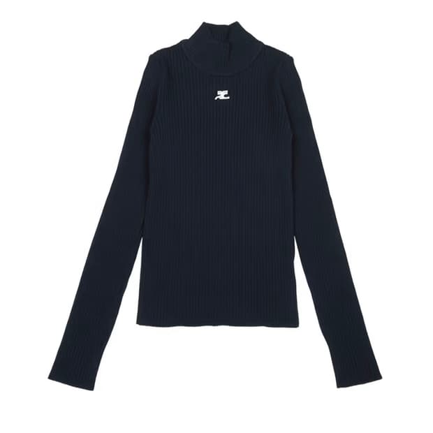 꾸레쥬(courreges) 로고 하이넥 니트 블랙