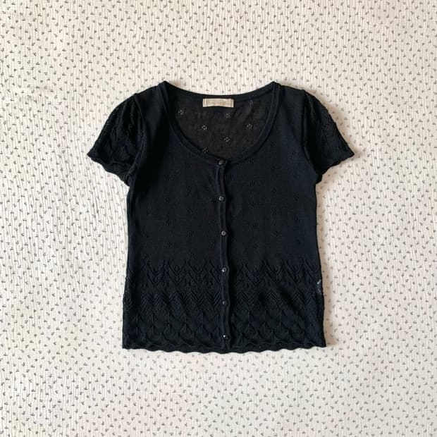 블랙 모리 펀칭 가디건