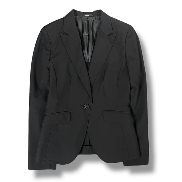 COMME CA ISM 폴리 블랙 싱글 버튼 자켓 L