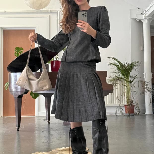 [34,36,38]팔로마울 Plugin 플리츠 스커트