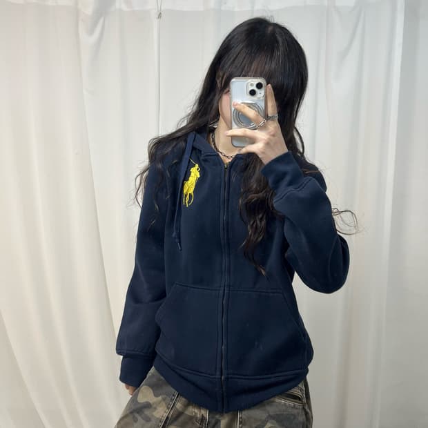 Polo Big Pony Navy Hood Zip-up