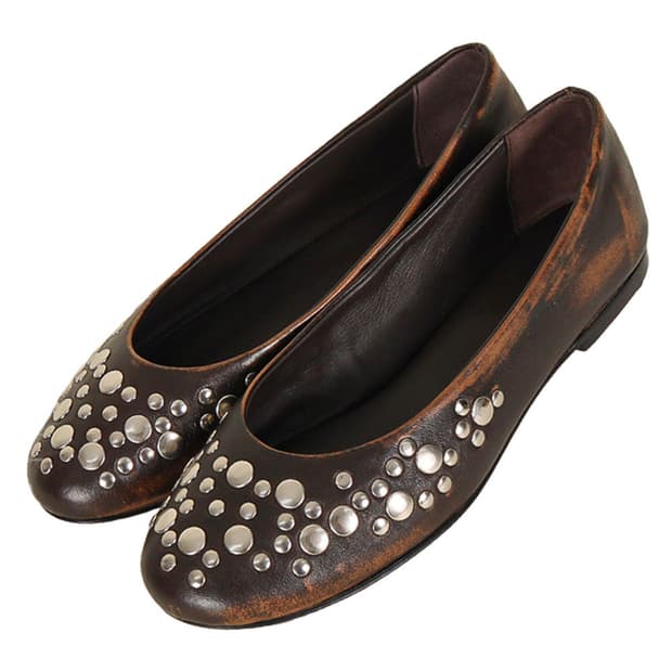 기마구아스 발레리나 플랫슈즈 스터드 브라운 38