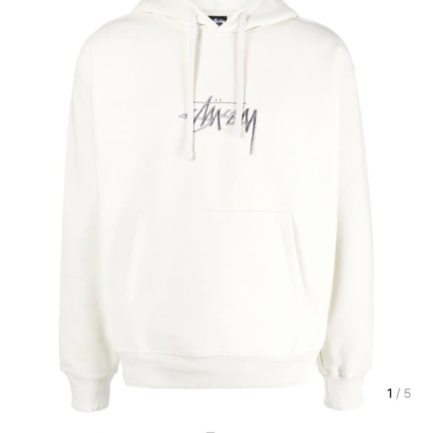 스투시 빅 스톡로고 화이트 후드티셔츠