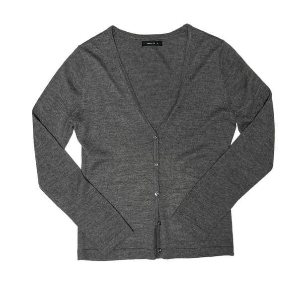 V neck gray cardigan