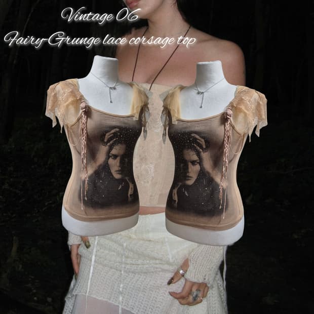 Vintage 06 Fairy-Grunge lace corsage top