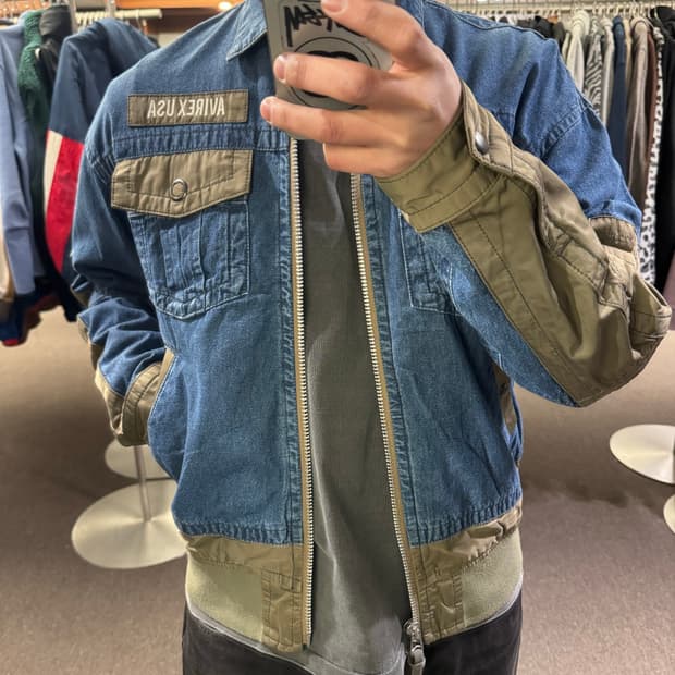 M)AVIREX USA 빈티지 TYPE BLUE 데님 집업 자켓