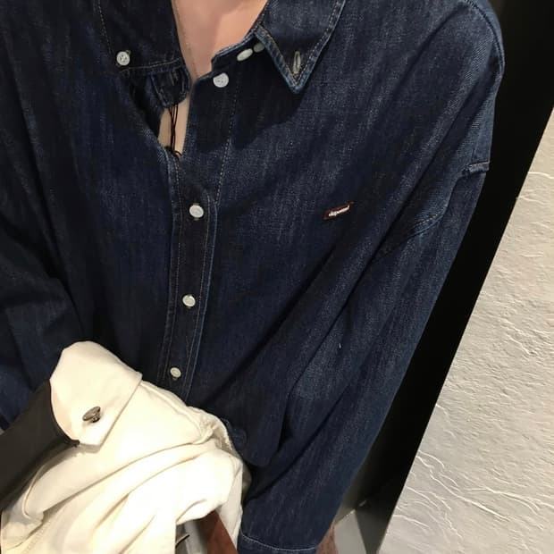 드파운드 박스 로고 데님 셔츠 (새상품)