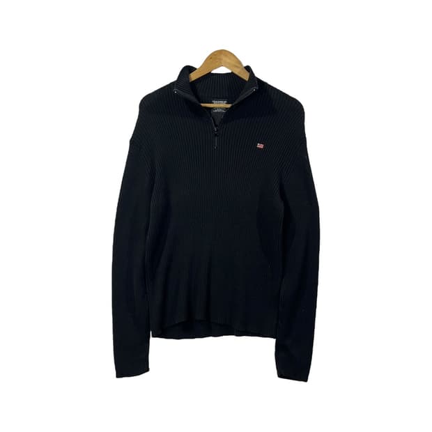 [POLO] 폴로 진스 RL 성조기 로고 하프집업 코튼 니트
