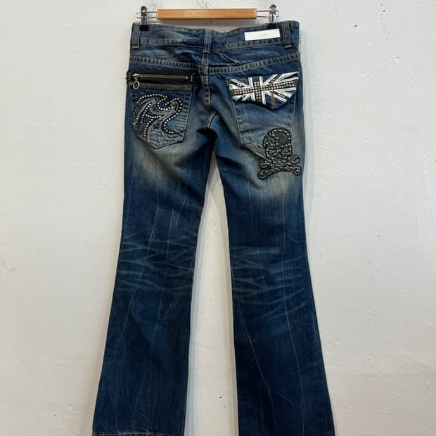 GRASS HOPPER JPN 펑크 로우라이즈 부츠컷 데님팬츠