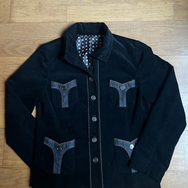 Velvet denim patch jacket