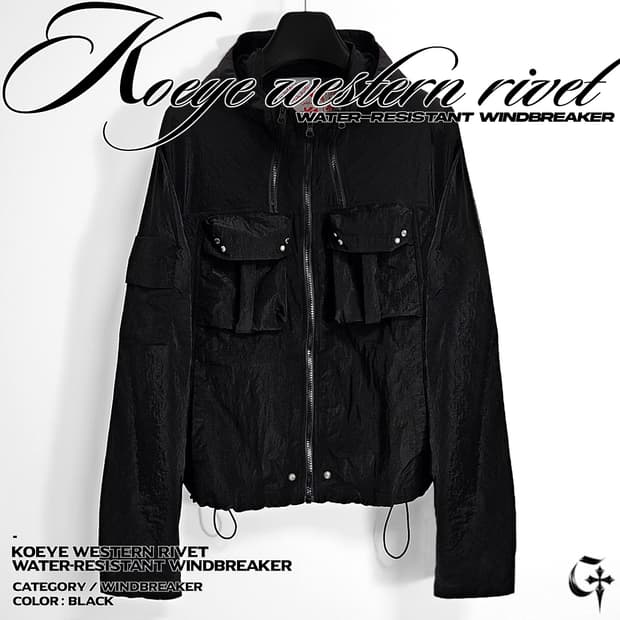 Koeye 웨스턴 리벳 워터 프루프 윈드 브레이커 (black)