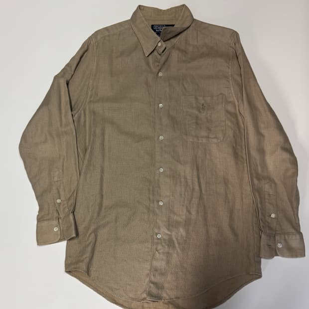 폴로 랄프로렌 클래식 린넨 혼방 긴팔 셔츠 베이지