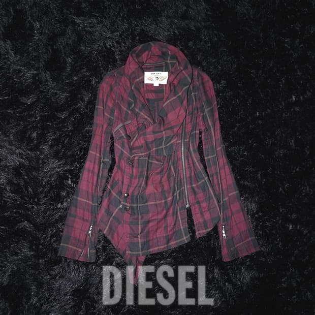 (diesel) diagonal check punk jacket