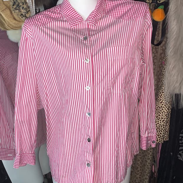 jpn 키치 마젠타 스트라이프 셔츠
