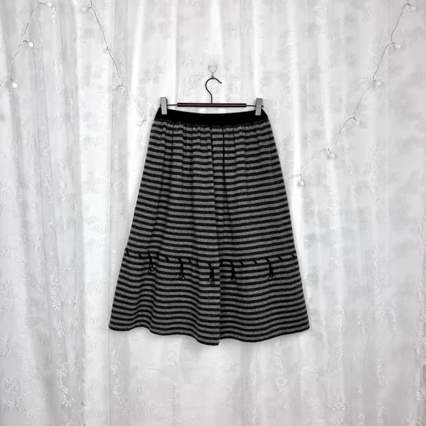 Wood bead stripe midi skirt