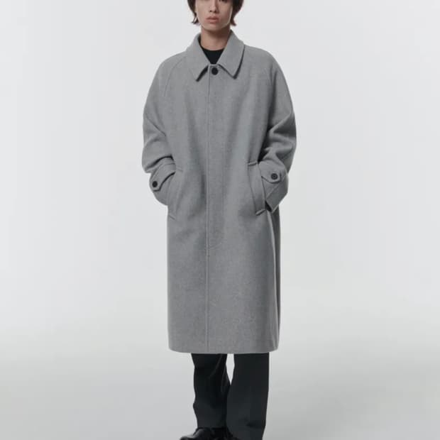 무탠다드 캐시미어 블렌드 오버사이즈 발마칸 코트 헤더그레이