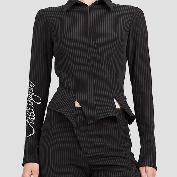 Ottolinger Fitted Zip Shirt Pinstripe