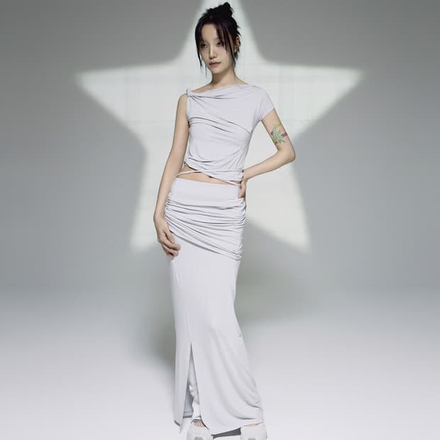 오호스 Layering Draped Maxi Skirt