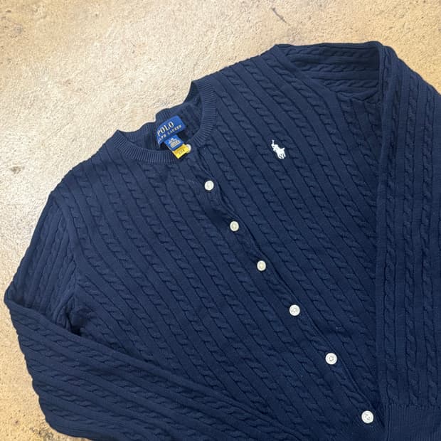 폴로 랄프로렌 네이비 꽈배기 니트 가디건