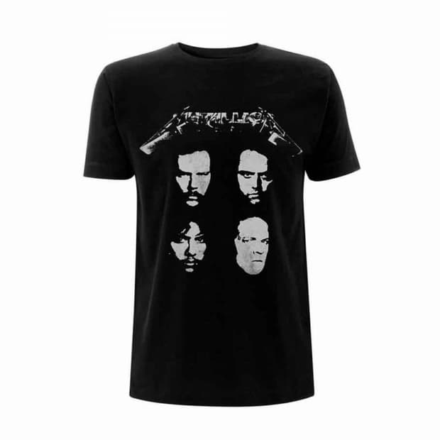 Metallica Faces Print Black T-shirt