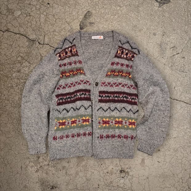70s 페어 아일 니트 가디건(Unisex)