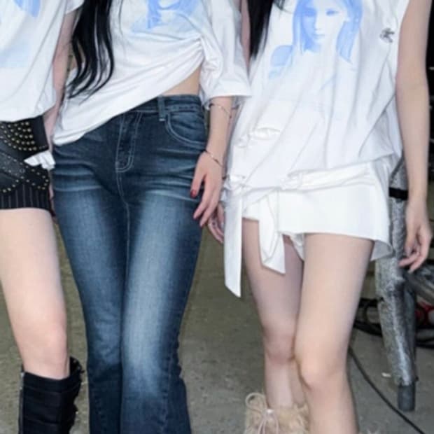 카리나 착용) 시너진 캣워싱 데님 딥블루 m