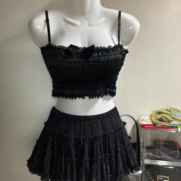 글리터 프릴 스커트