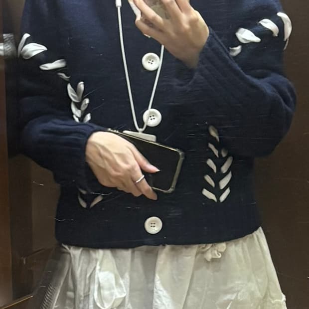 르씨엘블루 리본 가디건