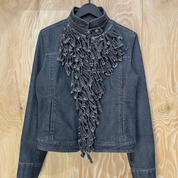 아르마니 진스 프린지 데님 집 자켓