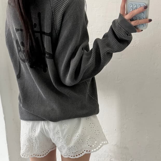 Stussy 스투시 와플 슬리브 차콜컬러