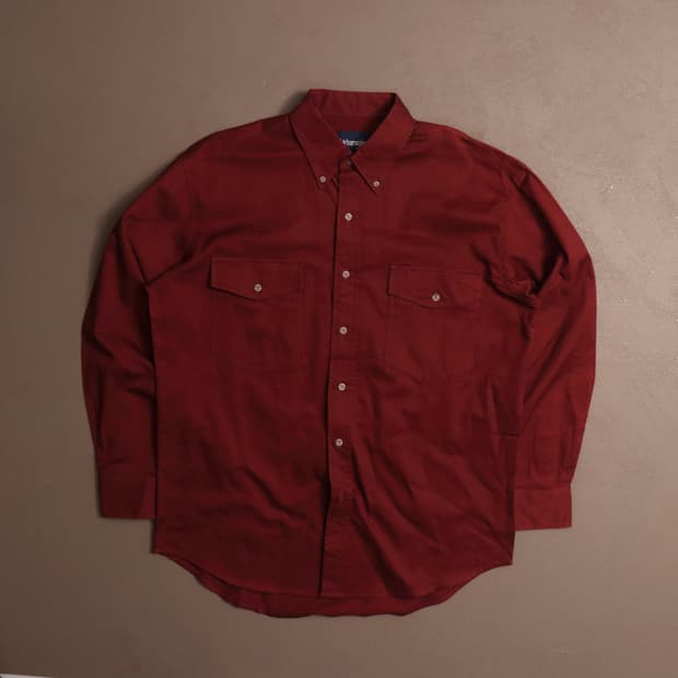 랭글러 헤비코튼 버건디 워크셔츠 A1592