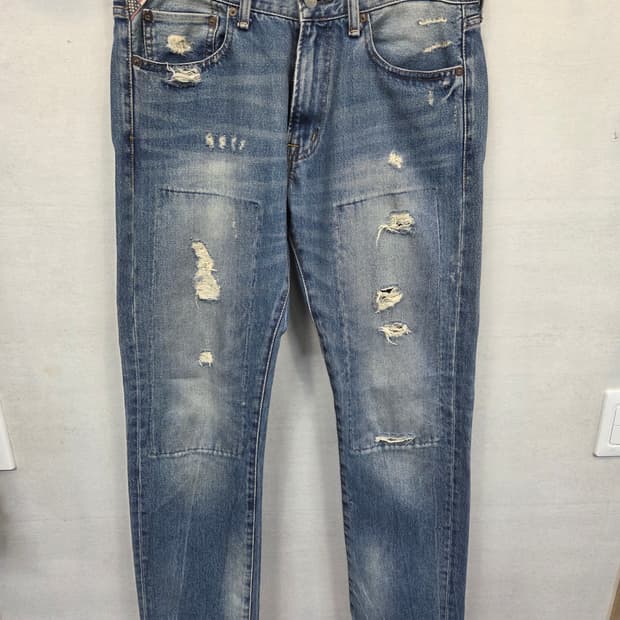 데님앤서플라이 랄프로렌 데미지 패치워크 데님팬츠 32 슬림 