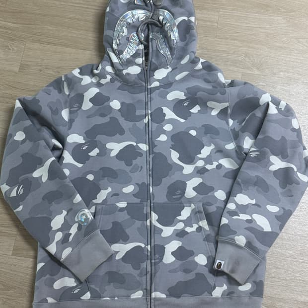 BAPE 베이프 야광 샤크 후드 그레이 백계 카모 후드집업