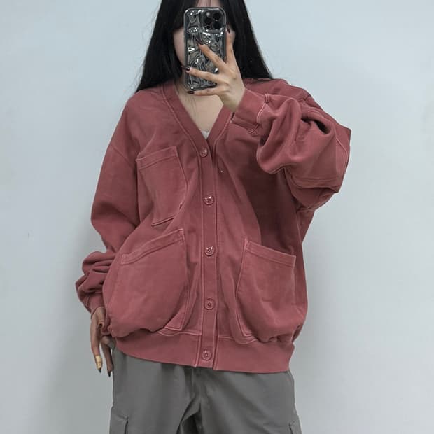 프리즘웍스 피그먼트 다잉 헤비웨이트 가디건 E27