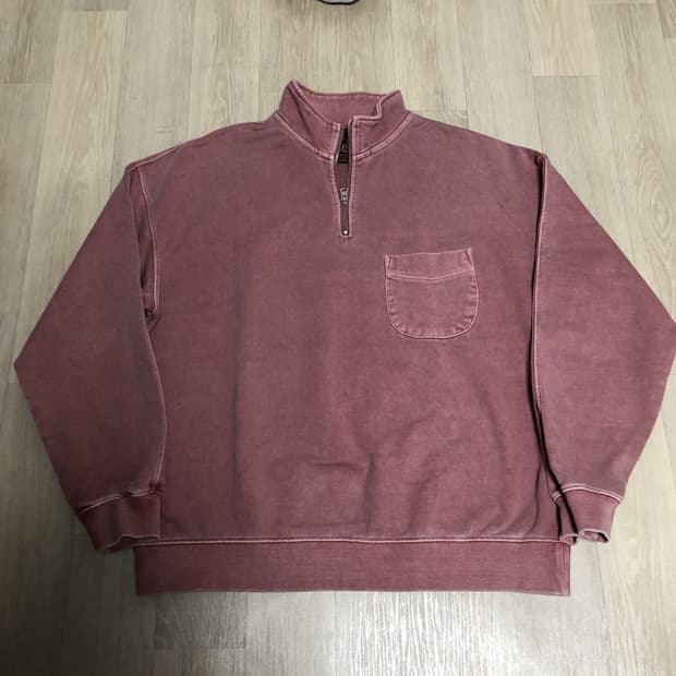 (L) 프리즘 웍스 FRIZM WORKS 피그먼트 하프 스웻 집업 핑크