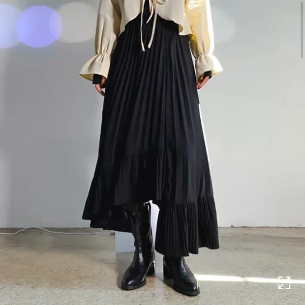 바이너리원 언발 스커트(블랙)