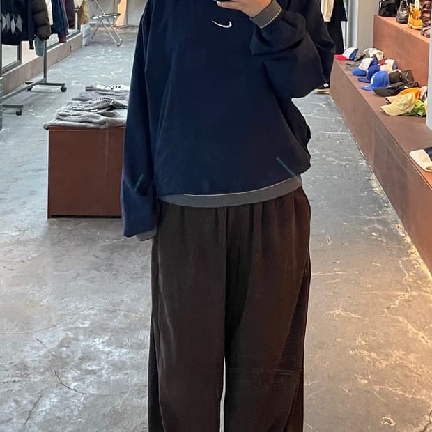 나이키 올드스쿨 네이비 브이넥 웜업 H961