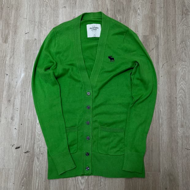 아베크롬비 앤 피치 무스 자수 로고 니트 가디건 [그린] M/95