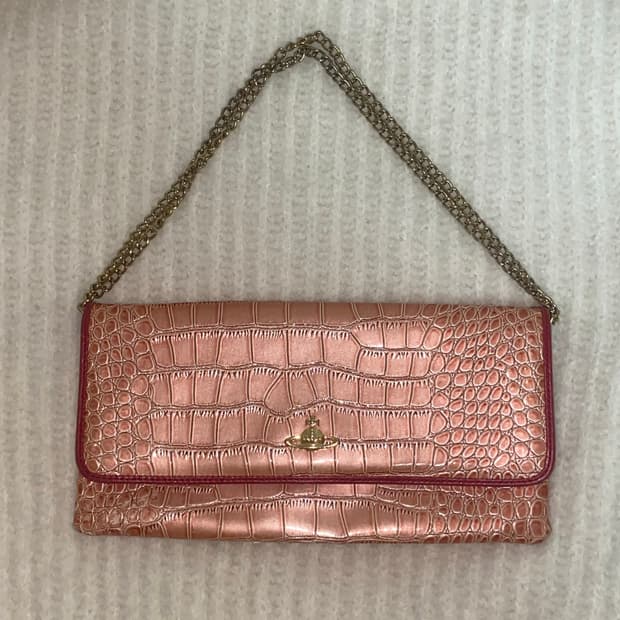 비비안웨스트우드 핑크 악어 에나멜 체인 숄더백 크로스백