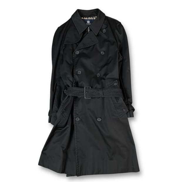 아쿠아스큐덤 블랙 더블 트렌치 코트