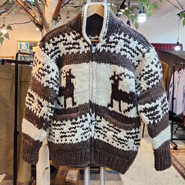 캐나다 핸드메이드 두툼한 양모 인디언 코위찬 스웨터 cowichan